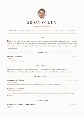 Satış Pazarlama CV Örnekleri cv indir